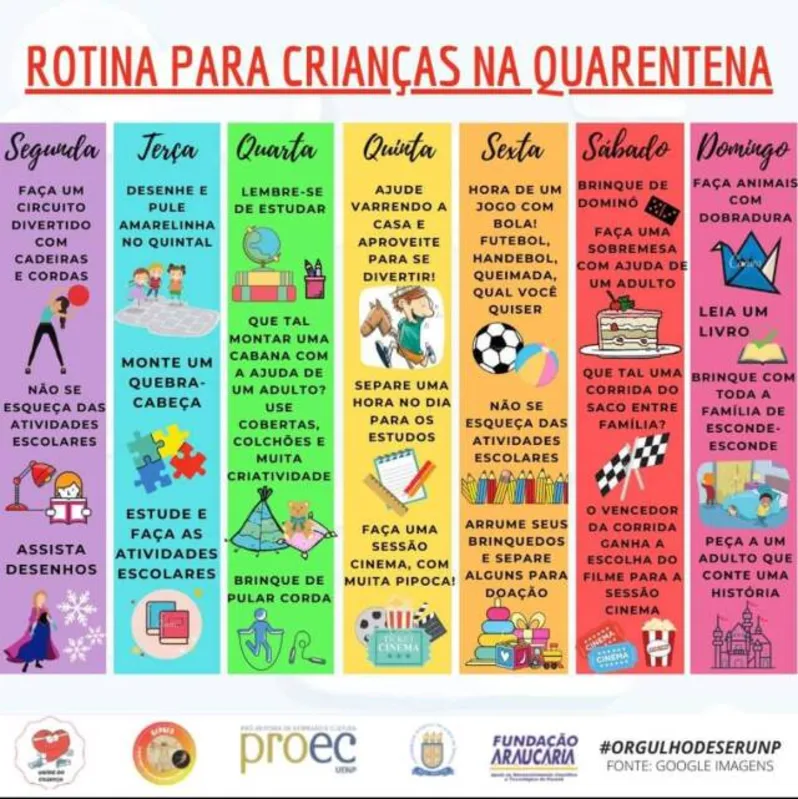 O projeto oferece até uma agenda para tornar a rotina das crianças mais divertida e brincadeiras para não deixar ninguém parado