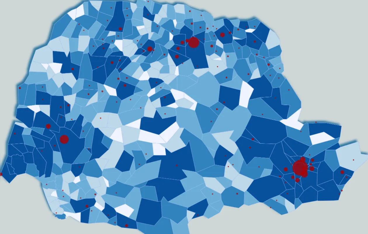 Mapa da Evolução do contágio no Panará mostra as cidades mais infectadas em azul escuro e vermelho número de mortes acesse no link abaixo 