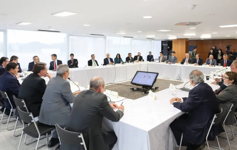 (Brasília - DF, 22/04/2020) - Reunião com Vice-Presidente da República, Ministros e Presidentes de Bancos.
Foto: Marcos Corrêa/PR