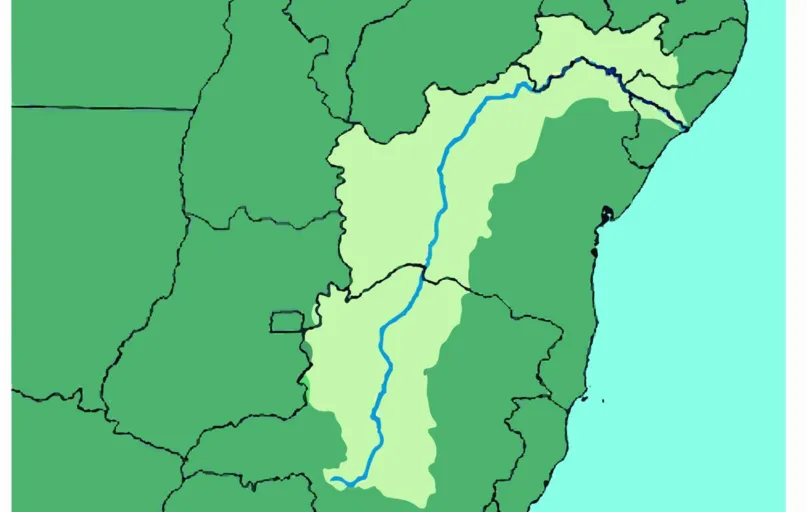 Mapa da bacia do Rio São Francisco 