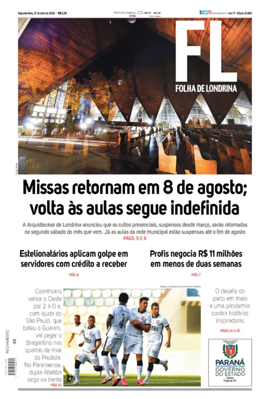 Imagem ilustrativa da imagem Capa 27/07/2020
