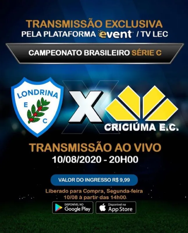 Transmissão do jogo será pela pela TV LEC e poderá ser acessada mediante o pagamento de R$ 9, 99, feito pelo cartão de crédito. 