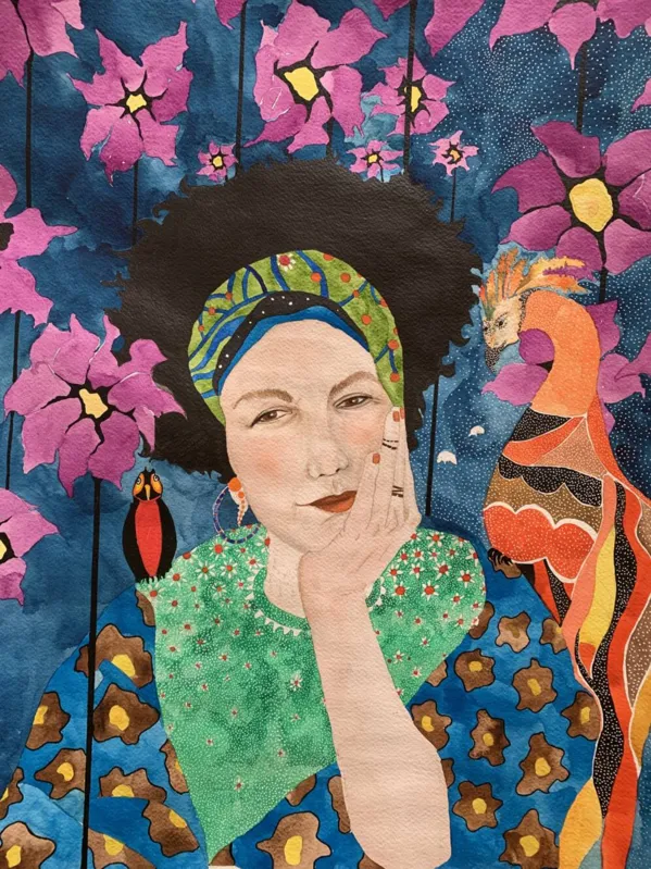 Maria Cláudia e a Fênix: um dos retratos pintados por Elisabete Ghisleni num cenário de maravilhamento