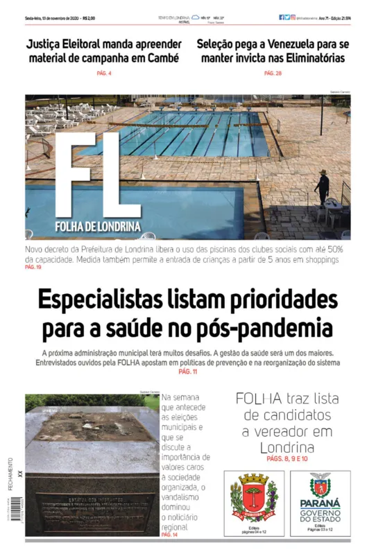 Imagem ilustrativa da imagem Capa 13/11/2020