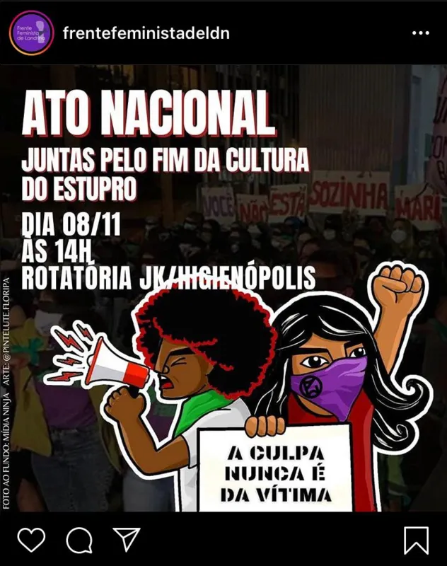 Imagem ilustrativa da imagem Londrina participa de ato nacional contra a cultura do estupro