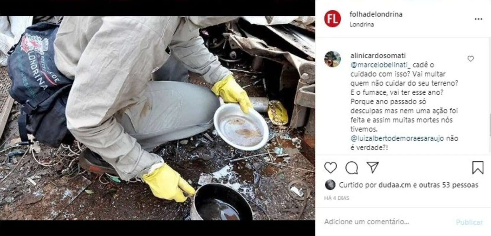 Imagem ilustrativa da imagem FOLHA NAS REDES - Dengue