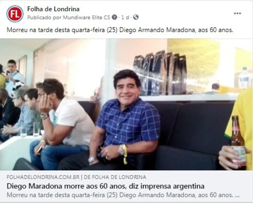 Imagem ilustrativa da imagem Folha nas Redes| Maradona