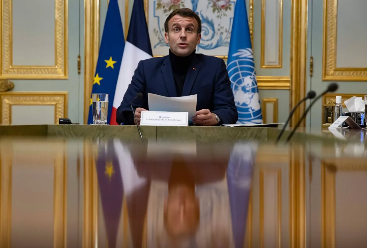 O presidente da França, Emmanuel Macron: "plano ambicioso de proteínas na escala do continente"
