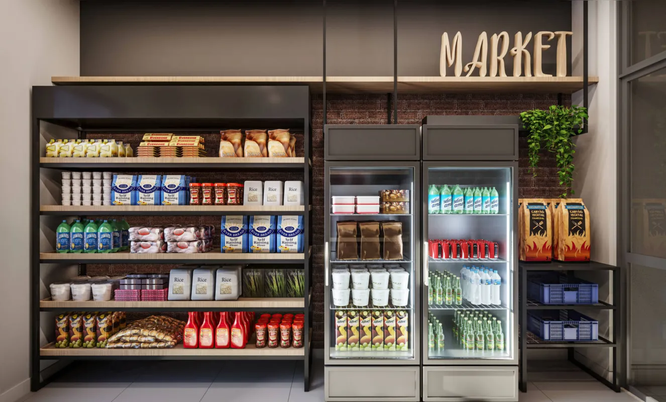 Home markets, as lojas de conveniências localizadas na parte de baixo dos prédios 