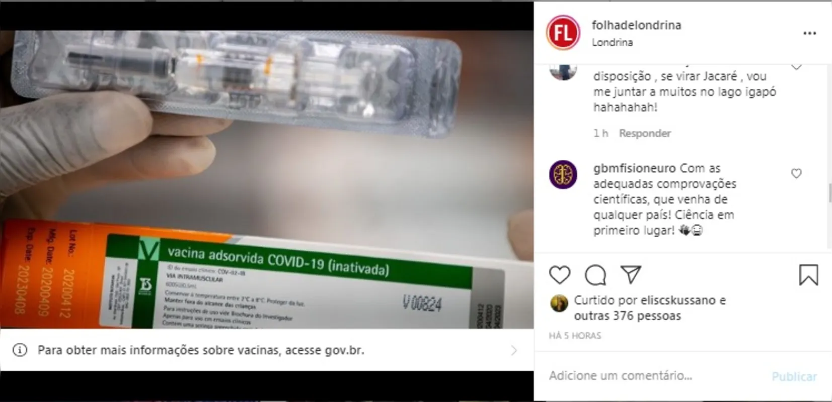 Imagem ilustrativa da imagem FOLHA NAS REDES - Vacina