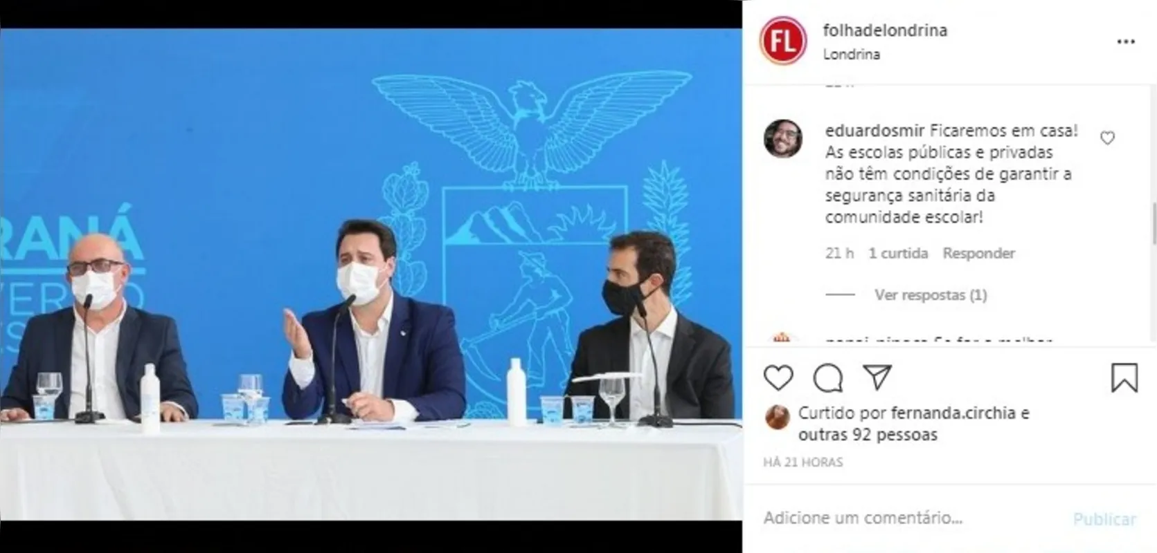 Imagem ilustrativa da imagem FOLHA NAS REDES 21-12-2020