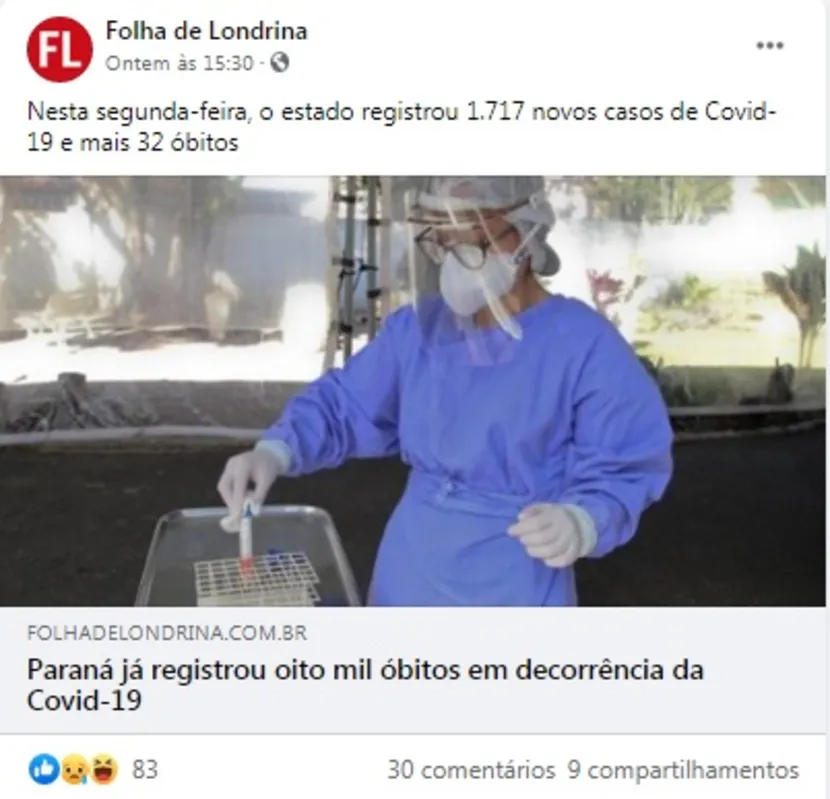 Imagem ilustrativa da imagem FOLHA NAS REDES| Mortes por Covid