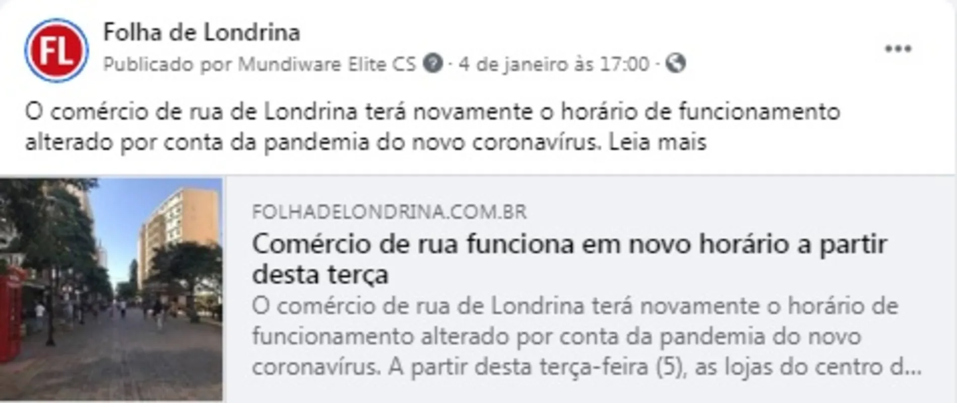 Imagem ilustrativa da imagem Folha nas redes| Comércio X Covid