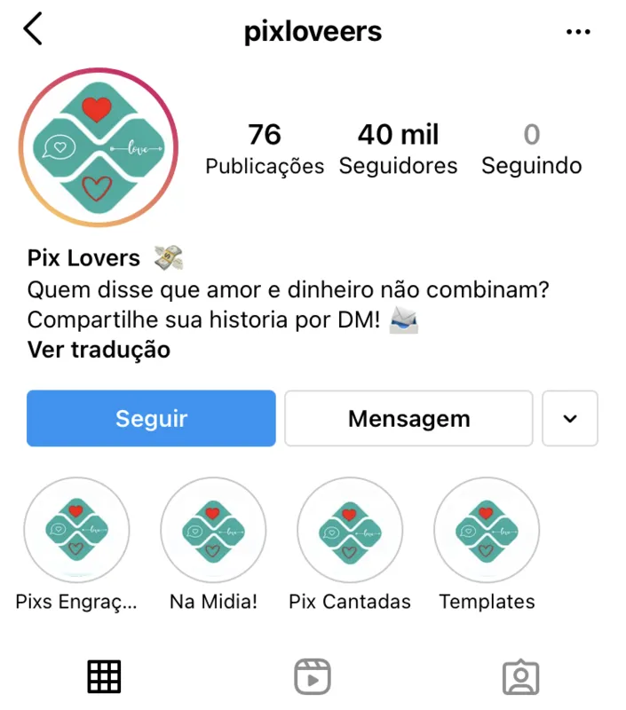 @pixloveers no Instagram: onde as pessoas fazem suas transferências de Pix com cantadas 