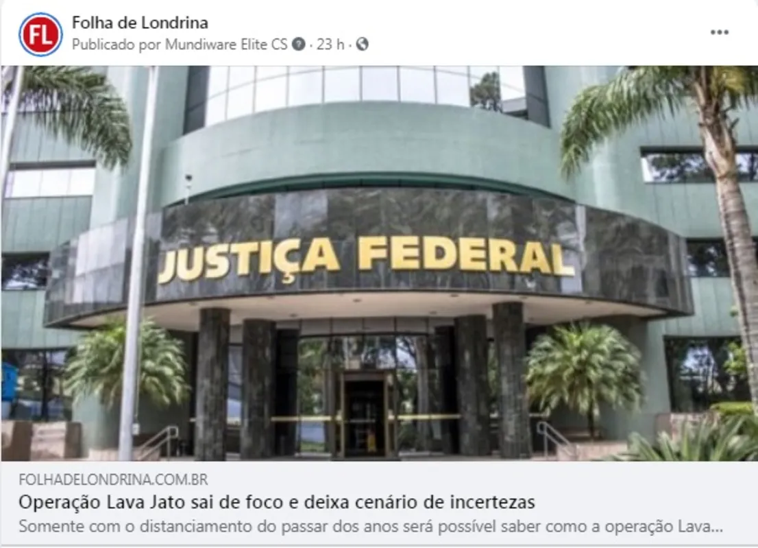 Imagem ilustrativa da imagem FOLHA NAS REDES - Lava Jato