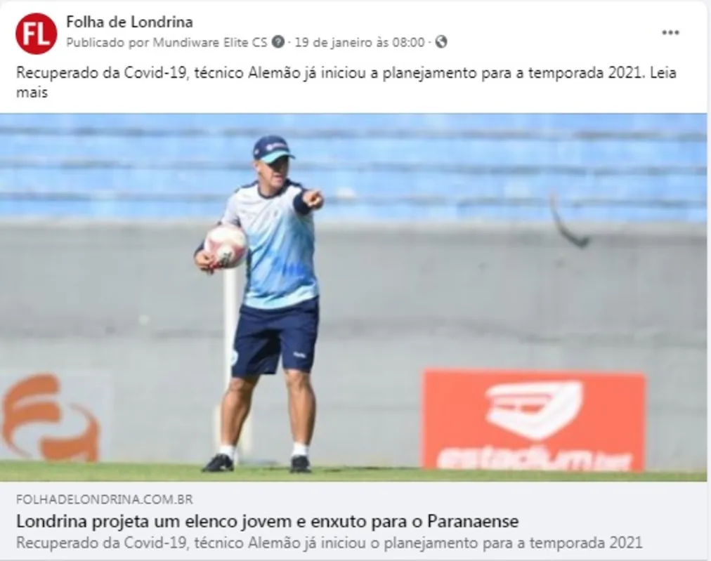 Imagem ilustrativa da imagem FOLHA NAS REDES| LEC na série B