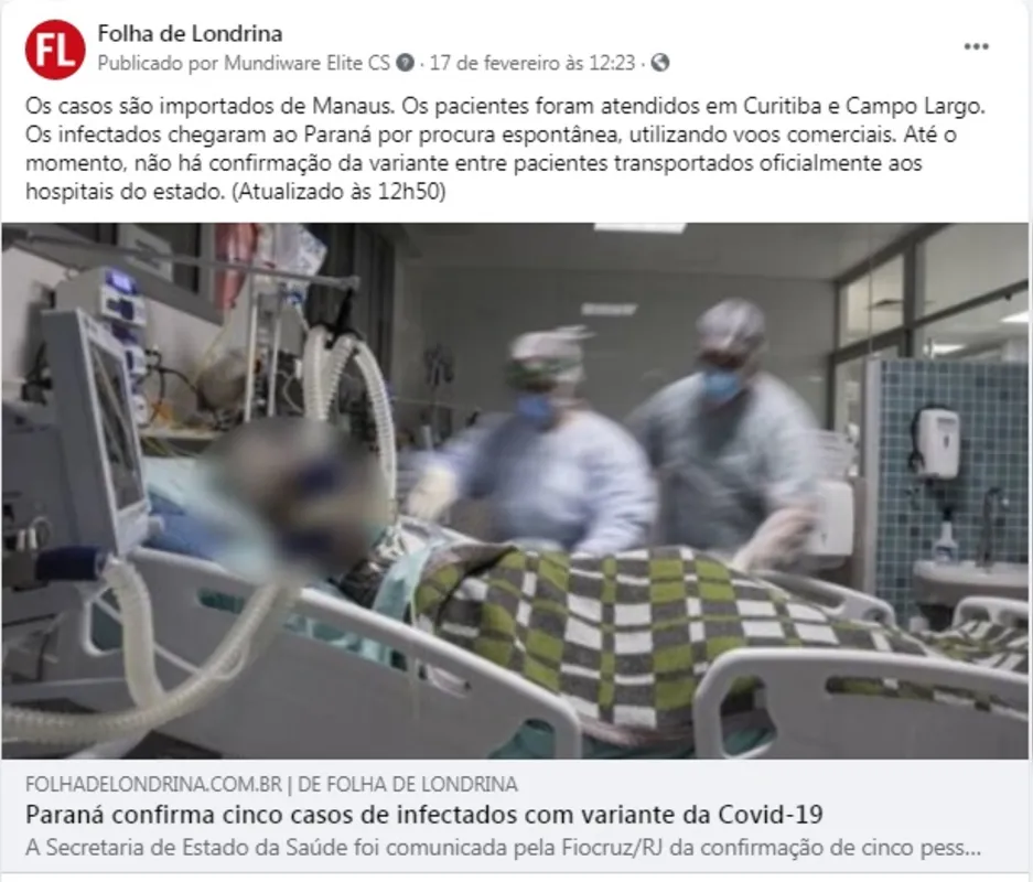 Imagem ilustrativa da imagem Folha Nas redes| Covid-Londrina