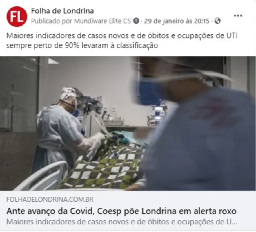 Imagem ilustrativa da imagem Folha nas Redes|  Avanço da Covid em Londrina