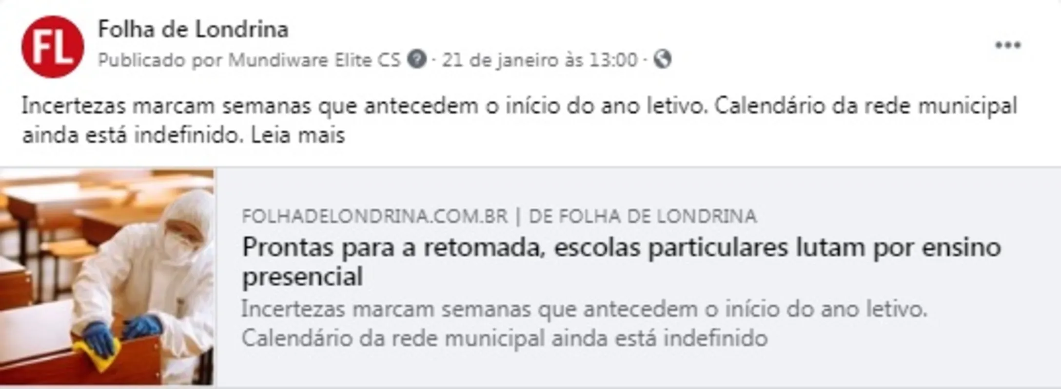 Imagem ilustrativa da imagem Folha nas redes| Aulas presenciais