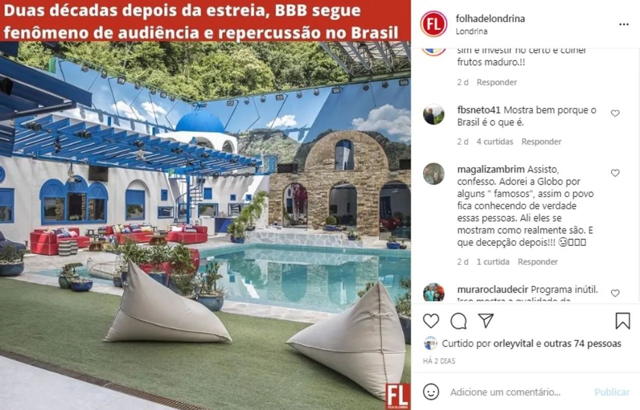 Imagem ilustrativa da imagem Folha nas redes| BBB 21