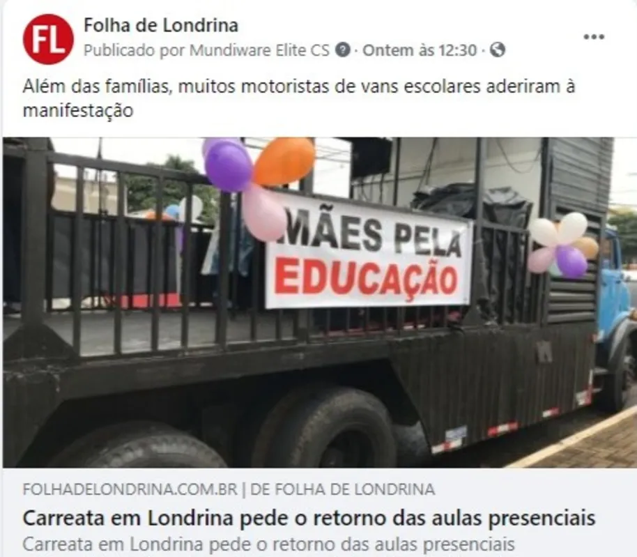 Imagem ilustrativa da imagem Folha nas redes| Carreatas