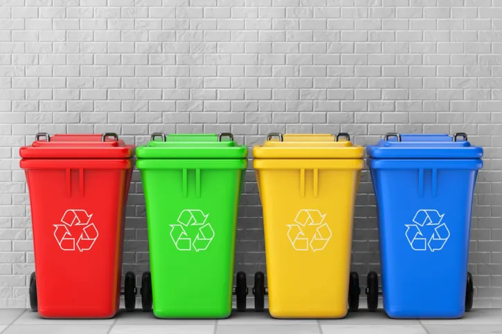 Lixeiras para separação de lixo entre orgânico e recicláveis