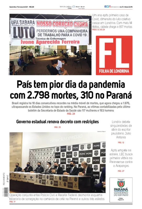 Imagem ilustrativa da imagem Capa 17/03/2021
