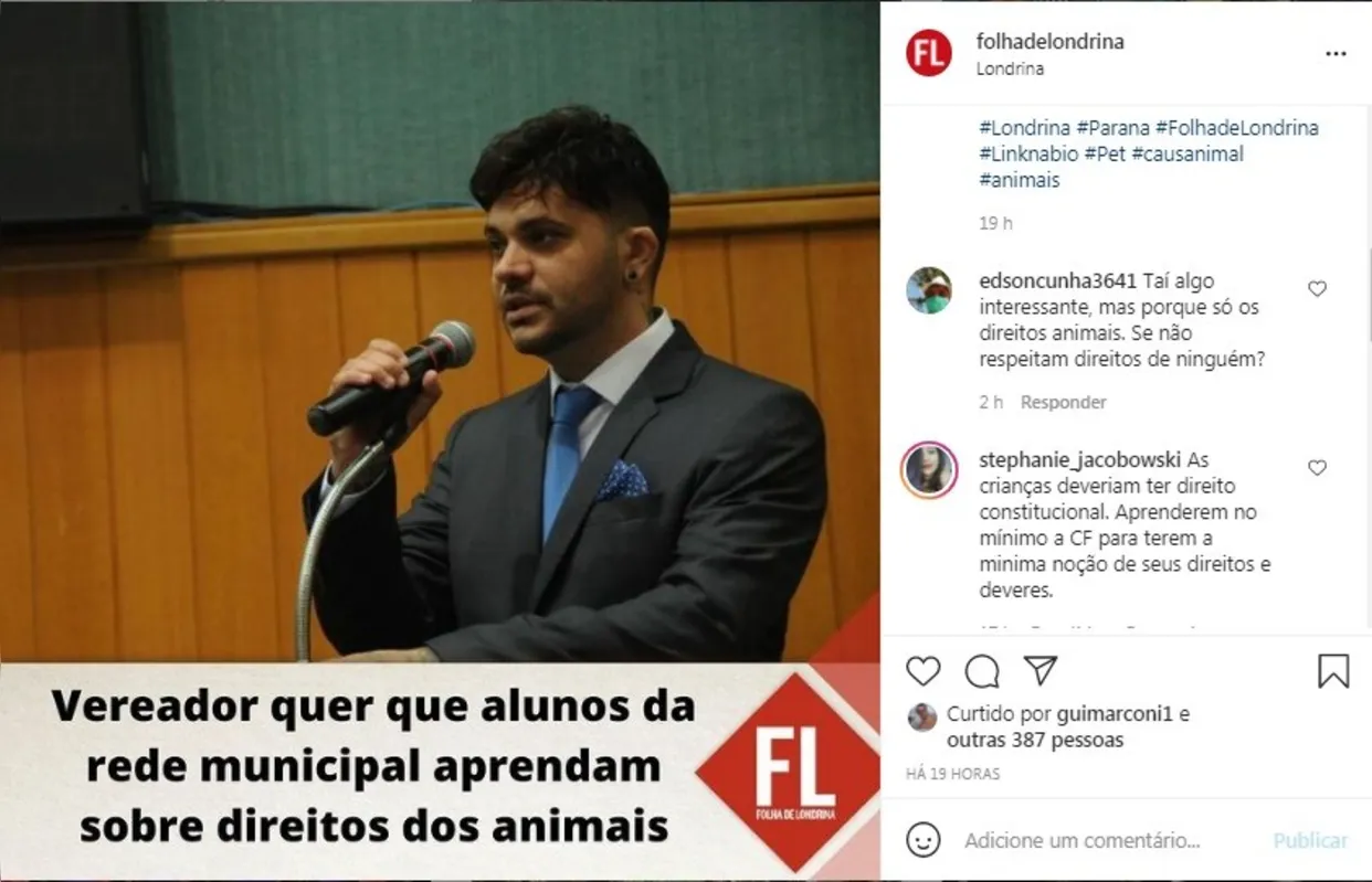 Imagem ilustrativa da imagem FOLHA NAS REDES - Direitos dos animais