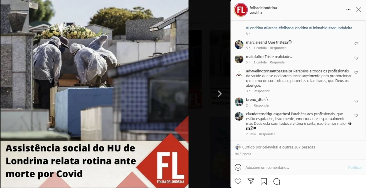 Imagem ilustrativa da imagem FOLHA NAS REDES - Luto