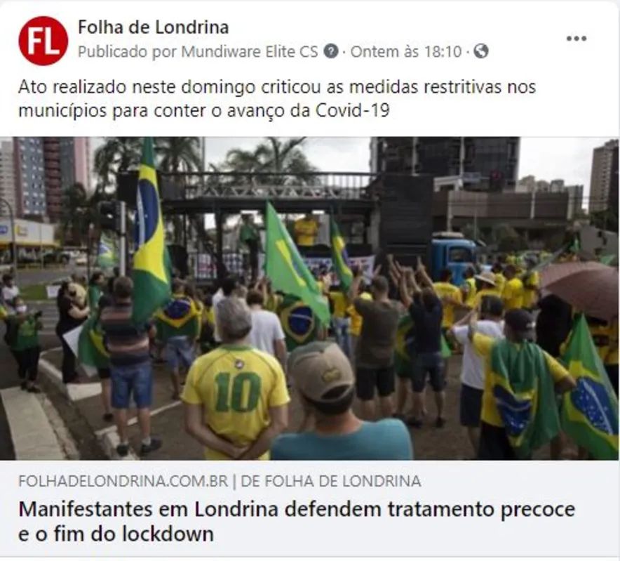Imagem ilustrativa da imagem FOLHA NAS REDES - Manifestação