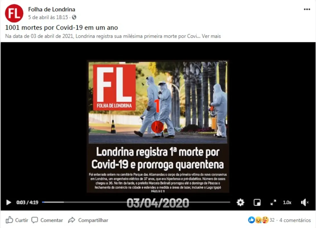 Imagem ilustrativa da imagem FOLHA NAS REDES - Números da Covid