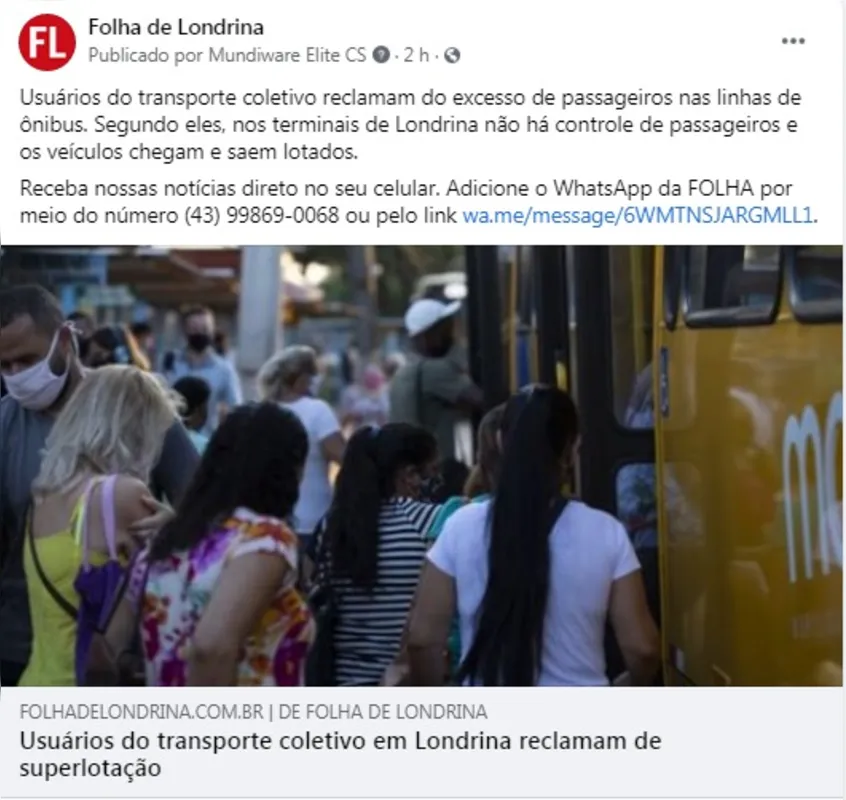 Imagem ilustrativa da imagem FOLHA NAS REDES - Ônibus lotados