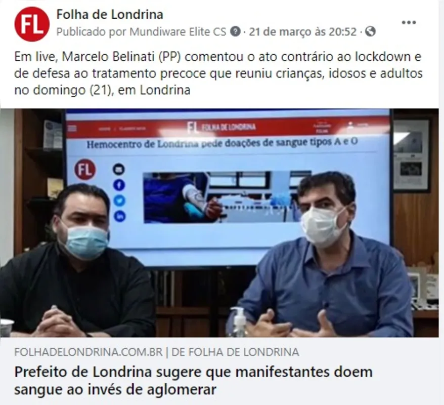 Imagem ilustrativa da imagem FOLHA NAS REDES - Pandemia