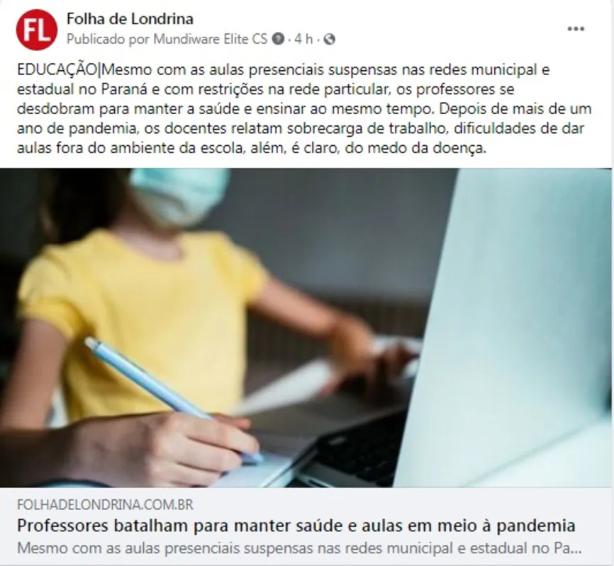 Imagem ilustrativa da imagem FOLHA NAS REDES - Professores