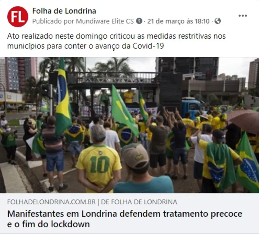 Imagem ilustrativa da imagem FOLHA NAS REDES - Tratamento precoce