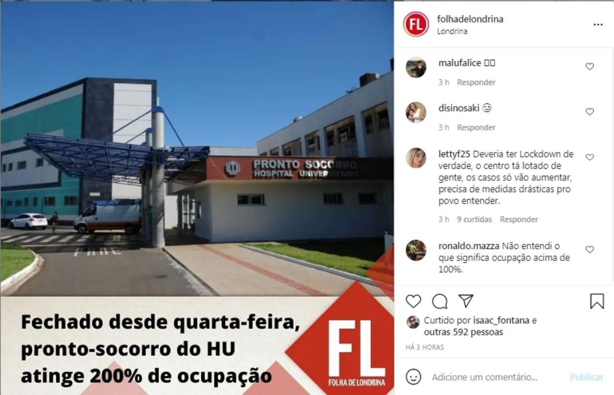 Imagem ilustrativa da imagem Folha nas redes| Lockdown em Londrina