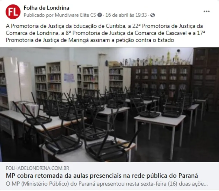 Imagem ilustrativa da imagem Folha nas redes| Volta ás aulas