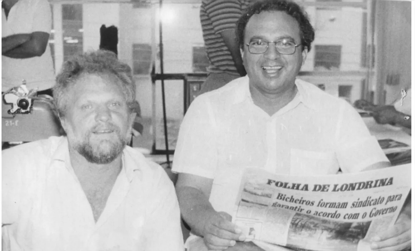 Militão ao lado do ex-colega de quarto e de redação, Walmor Macarini, um dos responsáveis por sua entrada na FOLHA, nos anos 50