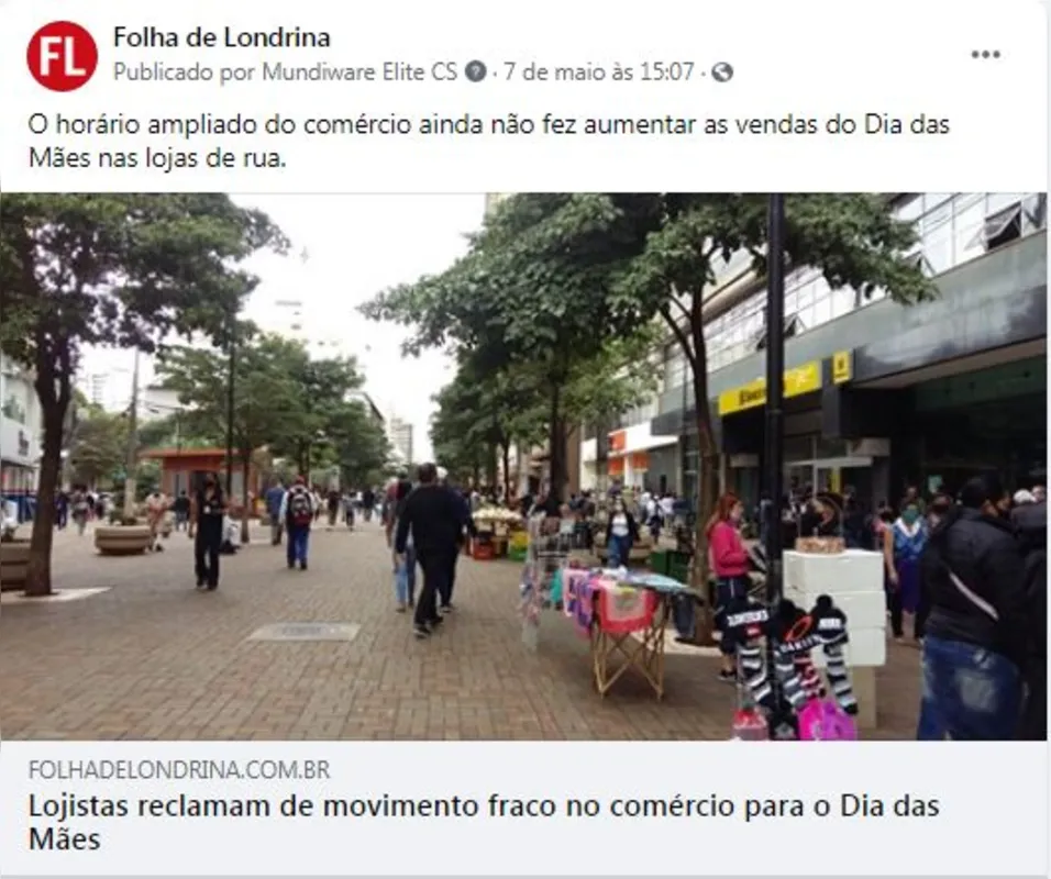 Imagem ilustrativa da imagem FOLHA NAS REDES - Comércio