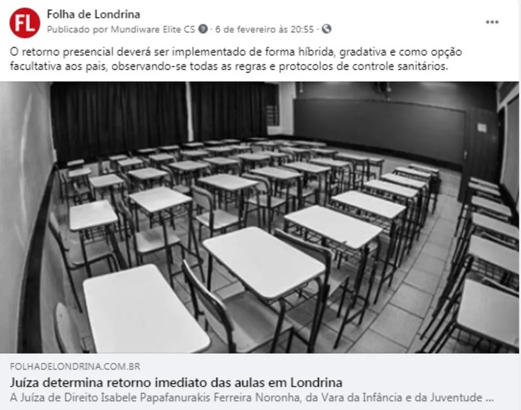 Imagem ilustrativa da imagem FOLHA NAS REDES - Educação