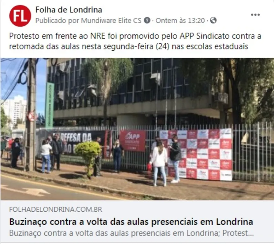 Imagem ilustrativa da imagem FOLHA NAS REDES - Escola e pandemia