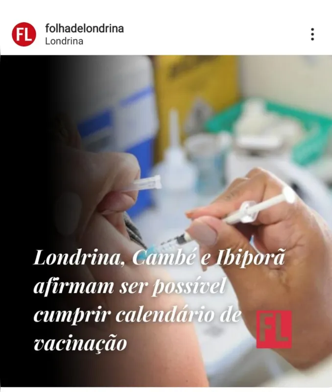 Imagem ilustrativa da imagem FOLHA NAS REDES - Calendário de vacinação