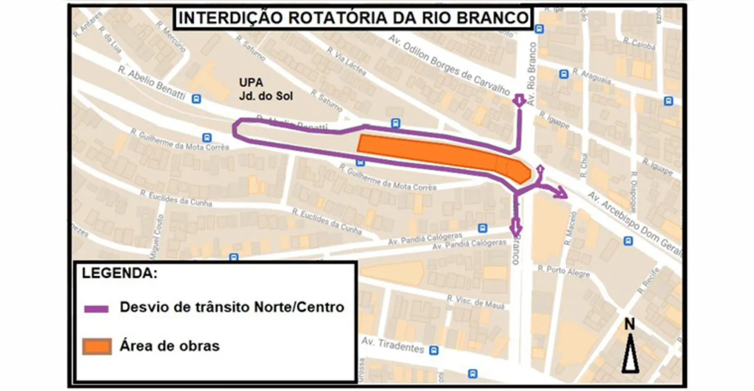 Imagem ilustrativa da imagem Rotatória na Rio Branco  será interditada a partir desta terça