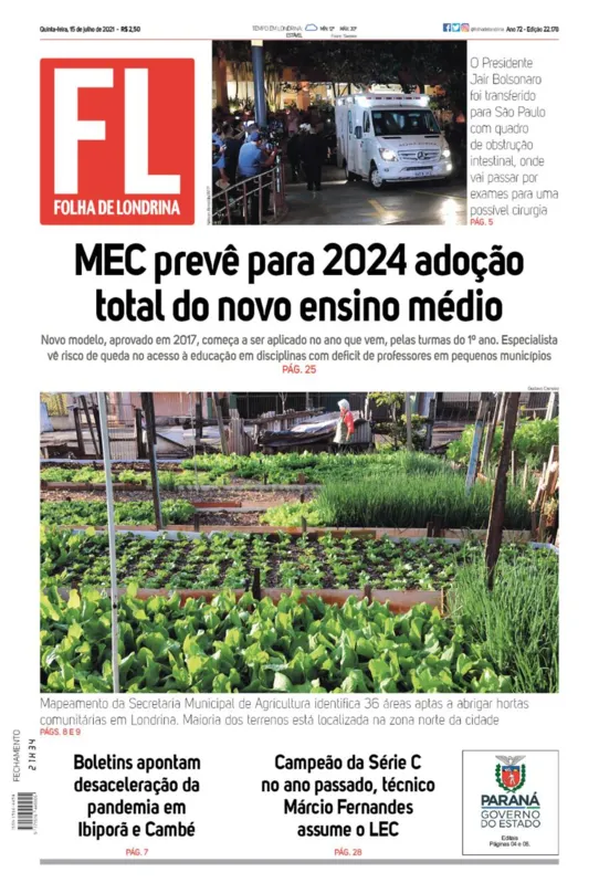 Imagem ilustrativa da imagem Capa 15/07/2021