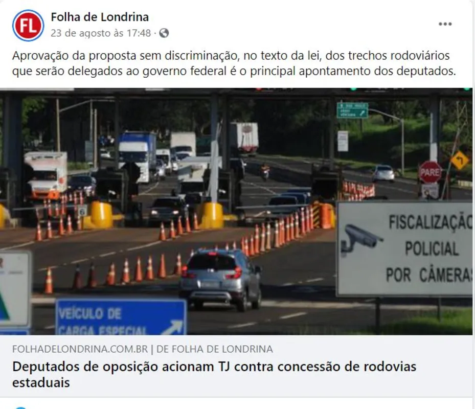 Imagem ilustrativa da imagem FOLHA NAS REDES - Mais um retrocesso, pedágio a 9,00 é muito caro ainda