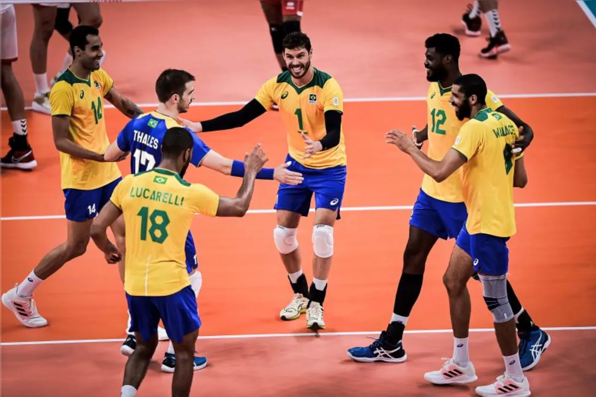 Imagem ilustrativa da imagem Seleção masculina de vôlei toma susto, se recupera e vence a Tunísia na estreia