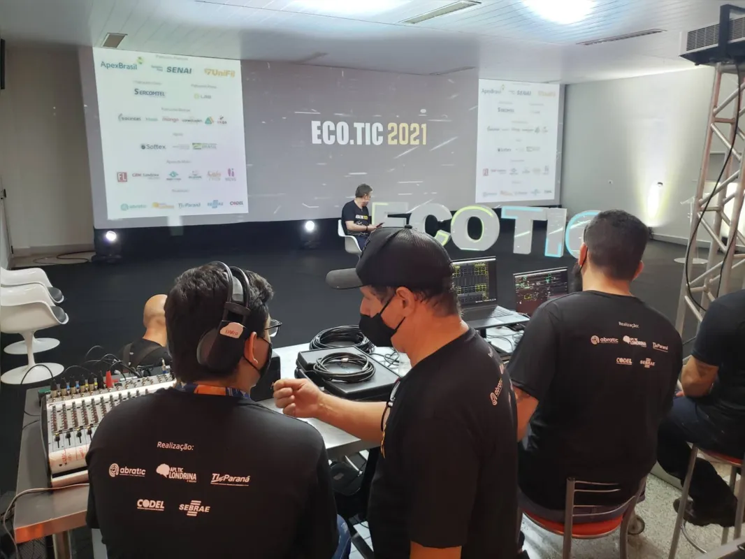 Estúdio de transmissão da ECO.TIC, considerado um dos maiores eventos da área do País