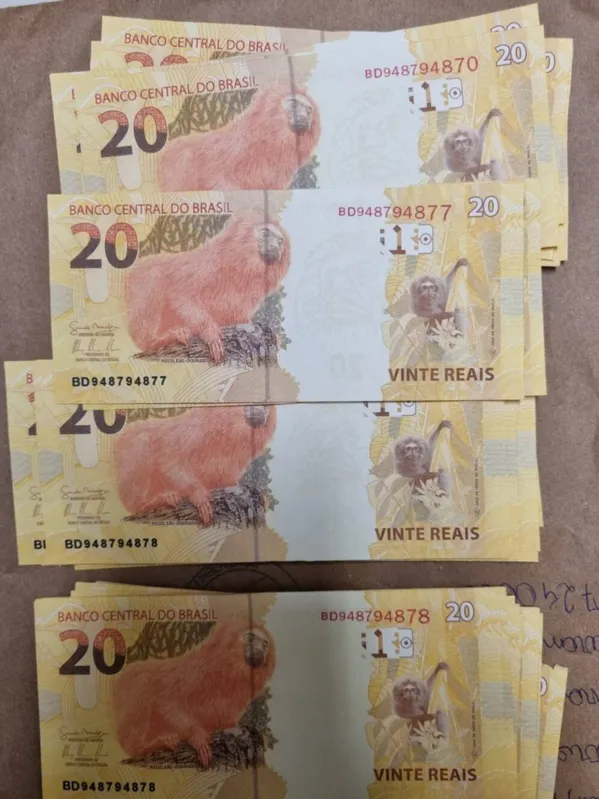 Foram encontradas nele 50 notas falsas de R$ 20,00, totalizando o valor de R$ 1 mil.
