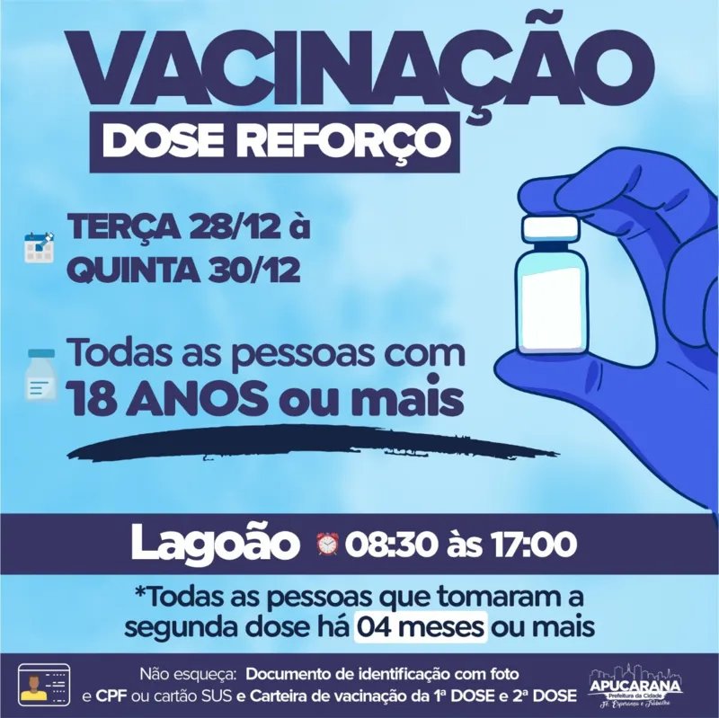 Imagem ilustrativa da imagem Vacinação contra Covid em Apucarana segue até quinta