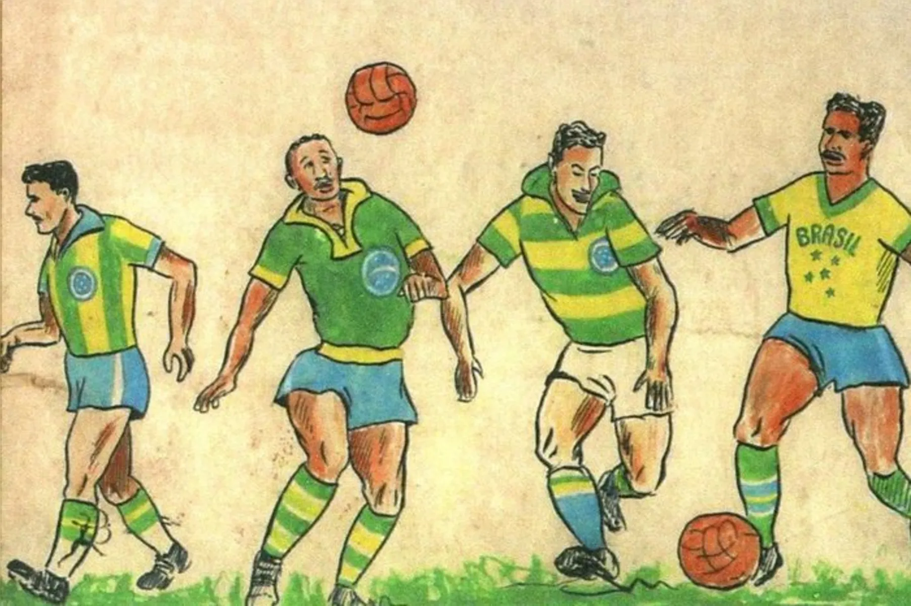 Esboços feitos por Aldyr Garcia Schlee, o criador da amarelinha, dos uniformes da Seleção Brasileira